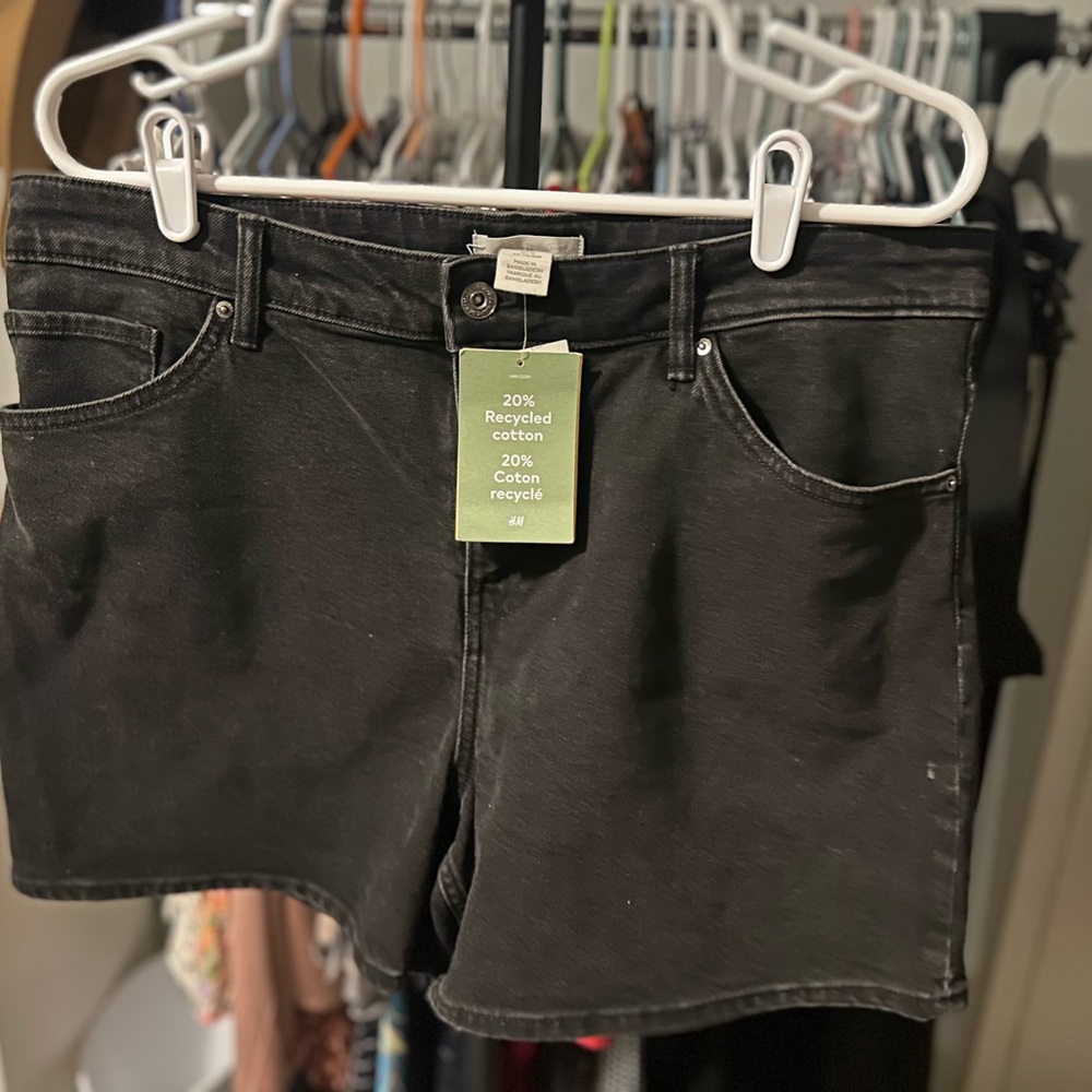 Black Denim Shorts from H&M, Size 14